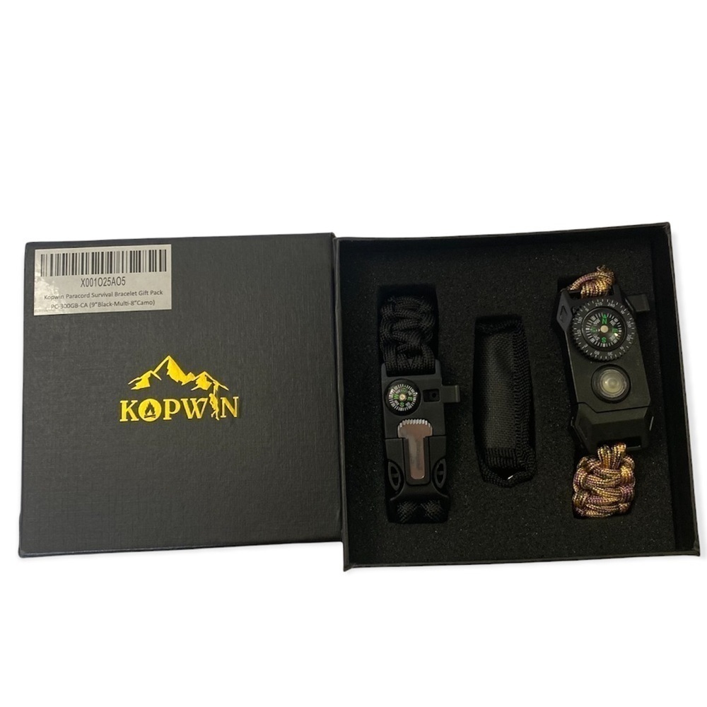 Paracord Survival Bracelet Set 9” Black - Multi- 8” Camo